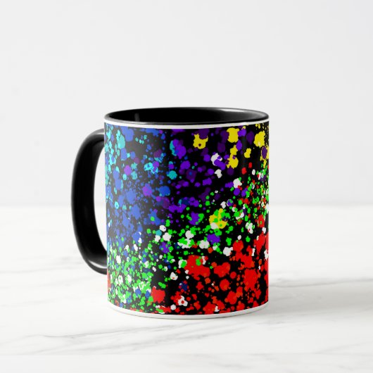 Mug Explosion de couleur points de peinture colorés mo (Devant gauche)