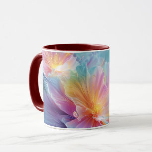 Mug Explosion florale cosmique abstraite en pastel