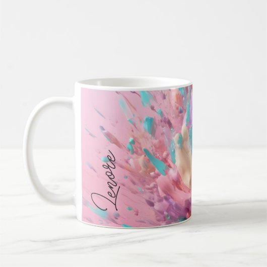 Mug Explosion Peinture Abstraite rose Turquoise Lilac (Gauche)