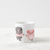 Mug Expresso avec des Cochons de Dessin Animé Mign (Devant)