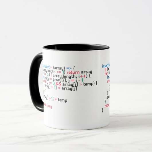 Mug Extrait de code de programmation de tri d'insertio (Devant gauche)