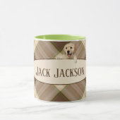 Mug Extrait d'or sur motif plaid brun avec nom (Centre)