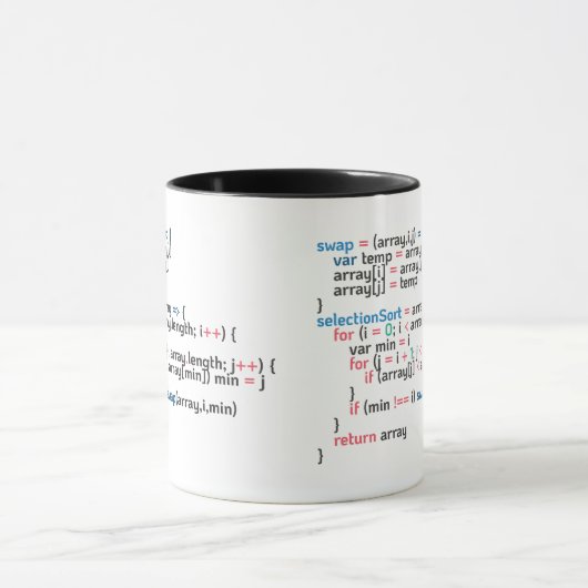 Mug Extrait du code de programmation de tri de sélecti (Centre)