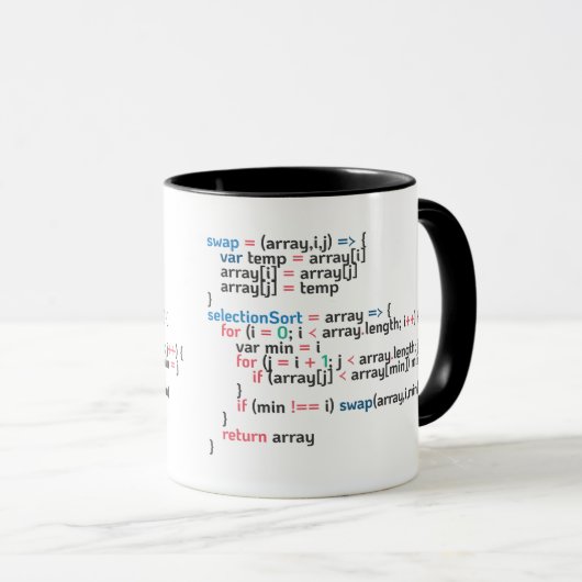 Mug Extrait du code de programmation de tri de sélecti (Devant droit)