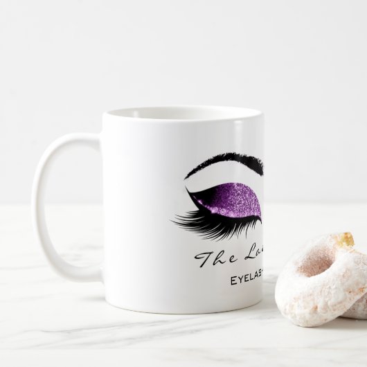 Mug Eyelash Extension Beauté Magenta Purple Parties sc (Avec donut)