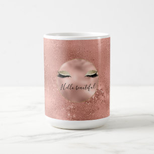 Mug Eyelash noir brillant en or Rose