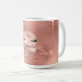 Mug Eyelash noir brillant en or Rose (Devant droit)