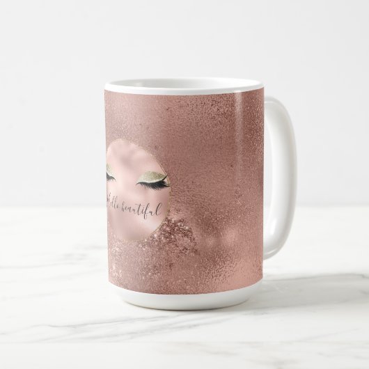 Mug Eyelash noir brillant en or Rose (Devant droit)