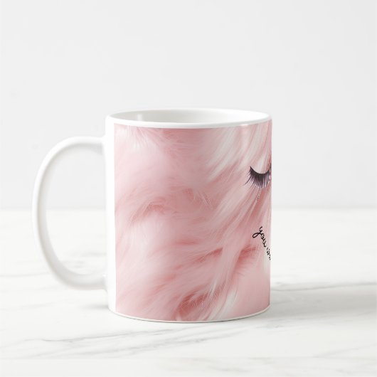 Mug Eyelashes Faux Fur Rose (Gauche)