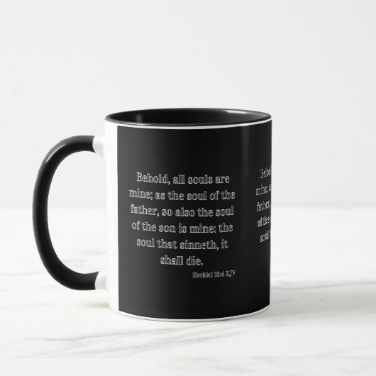 Mug Ezekiel 18:4 KJV Bible Écriture Deux Tons (Gauche)
