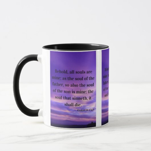Mug Ezekiel 18:4 KJV Bible Écriture Pic Deux Tons (Gauche)