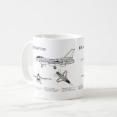 Mug F-16 Faucon de combat - Plan directeur de l'avion  (Devant gauche)
