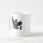 Mug F-Caw-F Angry Raven Art Print Gothic Crow Illustra (Devant gauche)