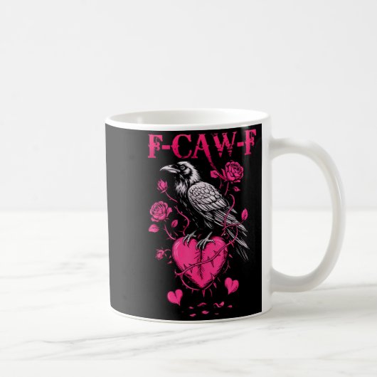 Mug F-caw-f Black Crow Black Bird Roses Heart Funny Va (Droite)