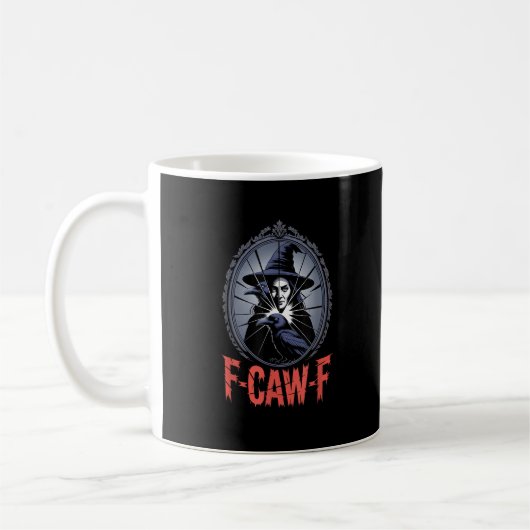 Mug F-Caw-F Corbeau Drôle Gothique Lune Oiseau Hallowe (Gauche)