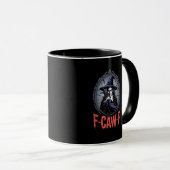 Mug F-Caw-F Corbeau Drôle Gothique Lune Oiseau Hallowe (Devant droit)