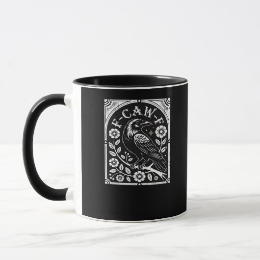 Mug F-Caw-F Corbeau Esthétique Décontracté (Gauche)
