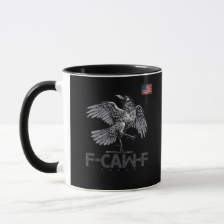 Mug F-Caw-F Cow Funny Bird USA Vintage Flag Funny Humo