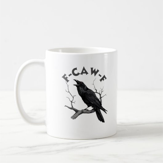 Mug F-Caw-F Crow Pun Funny Bird Cawing Grunge Hallowee (Gauche)