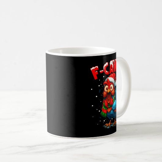 Mug F-caw-f Funny Chicken Humor Rooster Meme Christmas (Devant droit)