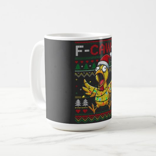 Mug F-CAW-F Funny Screaming Chicken Ugly Christmas (Devant gauche)