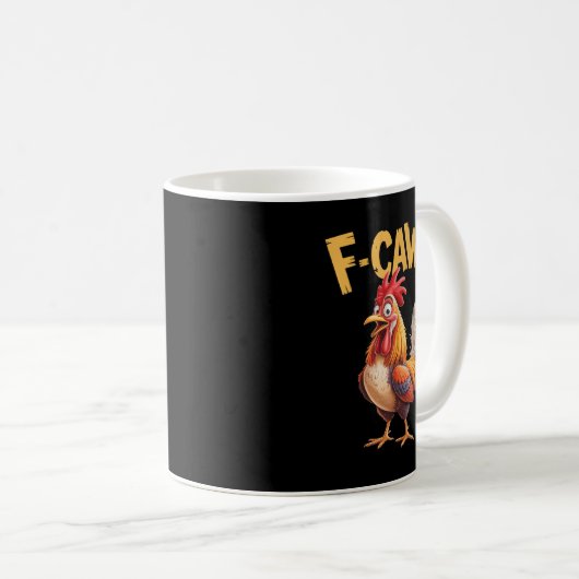 Mug F Caw F Rooster, F caw-f Drôle poulet (Devant droit)