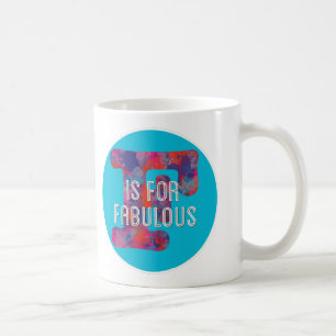 Mug F est pour Fabulous bleu coloré gouttes monogramme