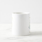 Mug F initial doré avec feuillage floral bleu (Centre)