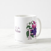 Mug F pour le monogramme fuchsia de fleur (Devant droit)