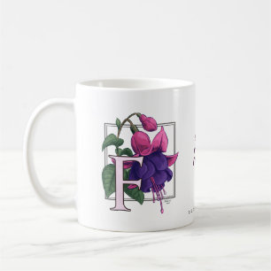 Mug F pour le monogramme fuchsia de fleur
