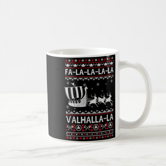 Mug Fa La La Valhalla Viking Ship Christmas Xmas Ugly (Droite)