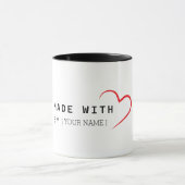 Mug Fabriqué avec coeur par [Votre nom] - Musique pers (Centre)