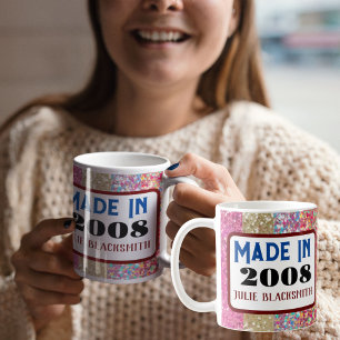 Mug Fabriqué en (année) Parties scintillant d'annivers