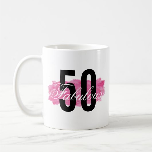 Mug Fabuleux 50 Girly Rose Aquarelle (Gauche)