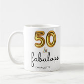 Mug Fabuleux 50e anniversaire Fête rose tendance (Gauche)