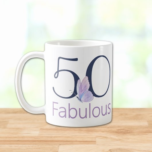 Mug Fabuleux 50e anniversaire papillon élégant Script