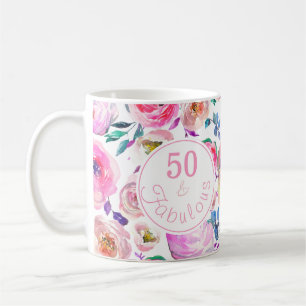 Mug Fabuleux 50e anniversaire rose violet Rose pivoine