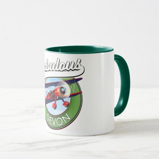 Mug Fabuleux patch de voyage Devon. (Devant droit)