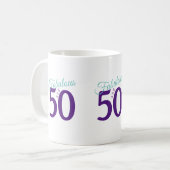 Mug Fabulous Purple Turquoise Simple moderne 50e anniv (Devant gauche)