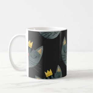 Mug Face de chat aquarelle, noir sans soudure.