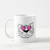 Mug Face de chat drôle avec lunettes funky (Gauche)