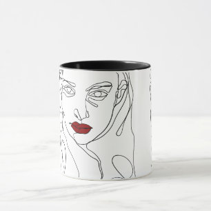 Mug Face de dessin minimaliste moderne à une ligne