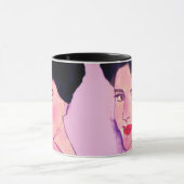Mug Face Drawing of Beautiful Woman Pinks (Centre)