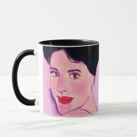 Mug Face Drawing of Beautiful Woman Pinks (Gauche)