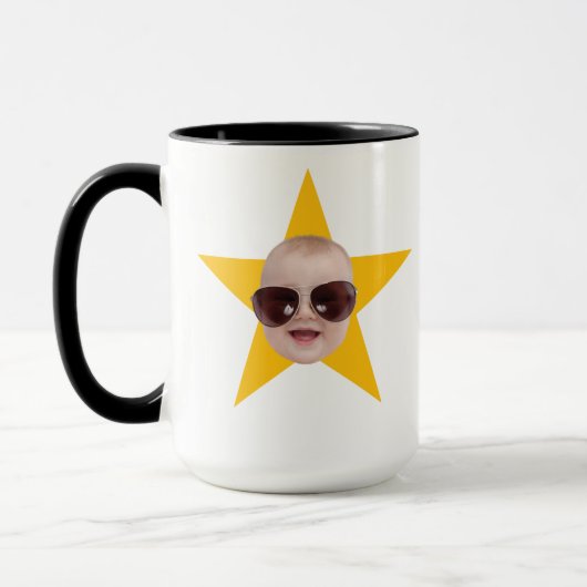 Mug Face étoile Avec votre visage sur elle cadeau pers (Gauche)