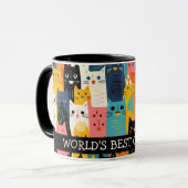 Mug Faces colorées amusantes Meilleur Chat Maman du mo (Devant gauche)