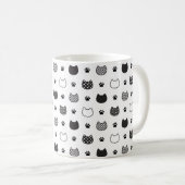 Mug Faces de chat et boue de pattes - Noir & Blanc (Devant droit)