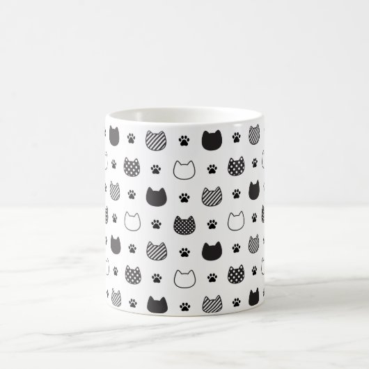Mug Faces de chat et boue de pattes - Noir & Blanc (Centre)
