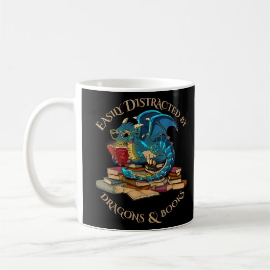 Mug Facilement Distrait Par Dragons Et Livres Cadeau N (Gauche)