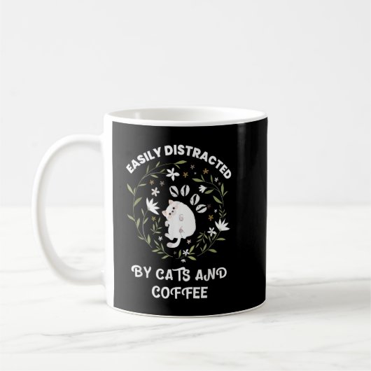 Mug facilement distrait par le café et les chats Funny (Gauche)